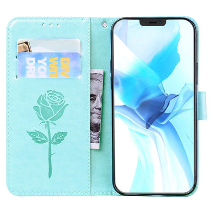 Rose Embossed Horizontal Flip PU Leather Case with Holder & Card Slots & Wallet For iPhone 12 Pro(Green)-garmade.com