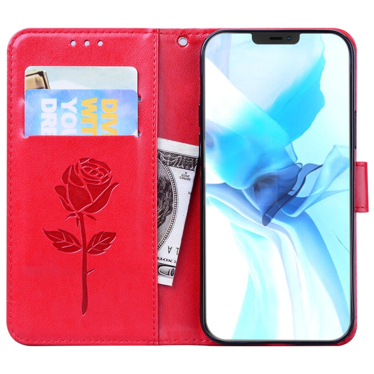 Rose Embossed Horizontal Flip PU Leather Case with Holder & Card Slots & Wallet For iPhone 12 Pro Max(Red)-garmade.com