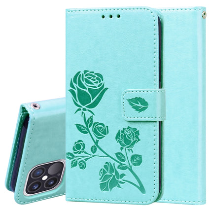 Rose Embossed Horizontal Flip PU Leather Case with Holder & Card Slots & Wallet For iPhone 12 Pro Max(Green)-garmade.com