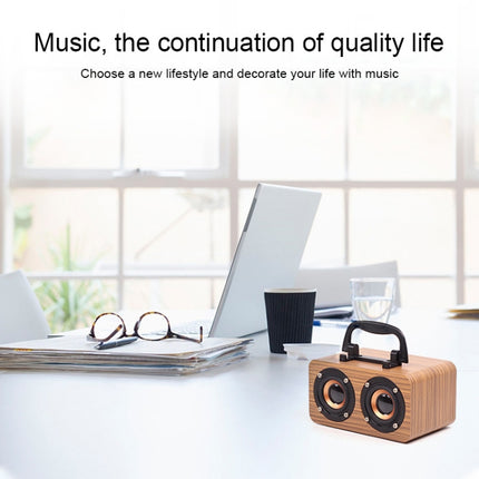 FT-4002 Wooden Wireless Bluetooth Portable Retro Subwoofer Speakers, Support TF card & USB MP3 Playback(Red Wood Grain)-garmade.com