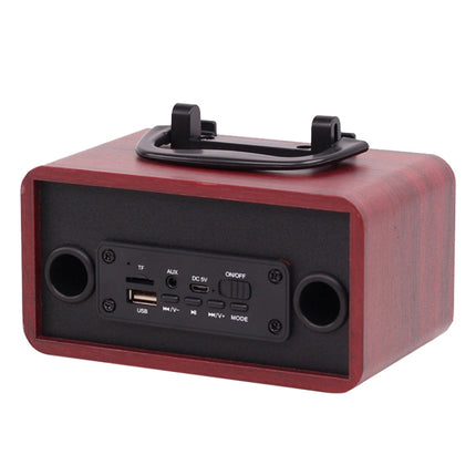 FT-4002 Wooden Wireless Bluetooth Portable Retro Subwoofer Speakers, Support TF card & USB MP3 Playback(Black Wood Grain)-garmade.com