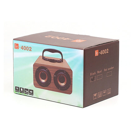 FT-4002 Wooden Wireless Bluetooth Portable Retro Subwoofer Speakers, Support TF card & USB MP3 Playback(Yellow Wood Grain)-garmade.com