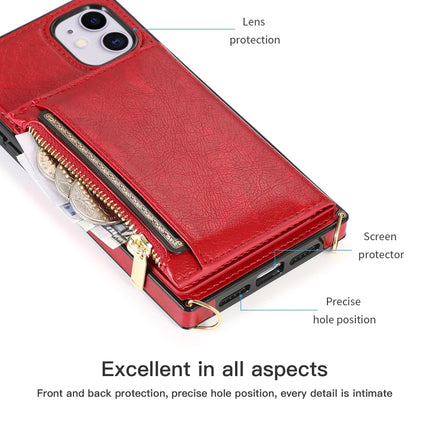Square Zipper Wallet Bag TPU+PU Back Cover Case with Holder & Card Slots & Wallet & Cross-body Strap For iPhone 11(Red)-garmade.com