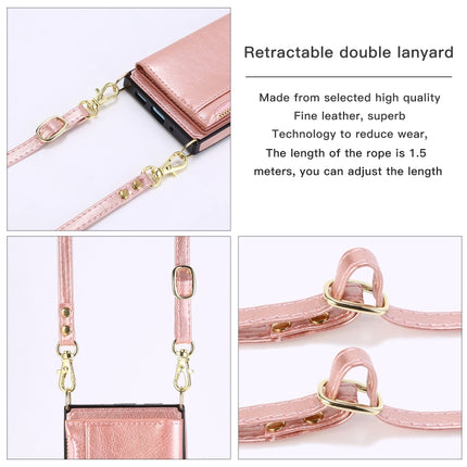Square Zipper Wallet Bag TPU+PU Back Cover Case with Holder & Card Slots & Wallet & Cross-body Strap For iPhone SE 2020 / 8 / 7(Rose Glod)-garmade.com