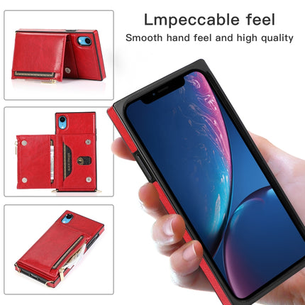 Square Zipper Wallet Bag TPU+PU Back Cover Case with Holder & Card Slots & Wallet & Cross-body Strap For iPhone XR(Black)-garmade.com