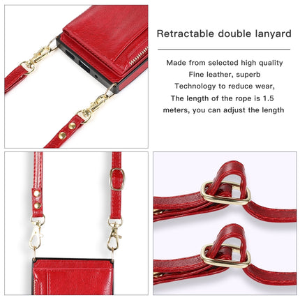 Square Zipper Wallet Bag TPU+PU Back Cover Case with Holder & Card Slots & Wallet & Cross-body Strap For iPhone 12 Pro Max(Red)-garmade.com
