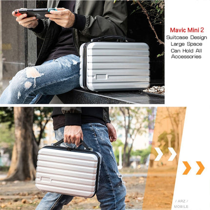 ls-S004 Portable Waterproof Drone Handbag Storage Bag for DJI Mavic Mini 2(Silver +Red Liner)-garmade.com