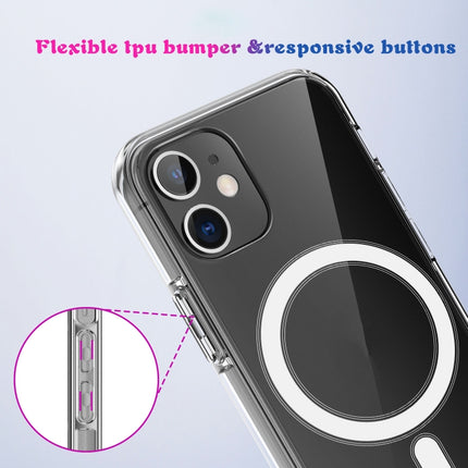 Magsafe Case Simple Magnetic Ring All-inclusive Clear Crystal Acrylic PC +TPU Shockproof Case For iPhone 11 Pro(Transparent)-garmade.com