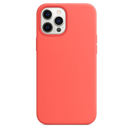 Magnetic Liquid Silicone Full Coverage Shockproof Magsafe Case with Magsafe Charging Magnet For iPhone 12 / 12 Pro(Pink Orange)-garmade.com