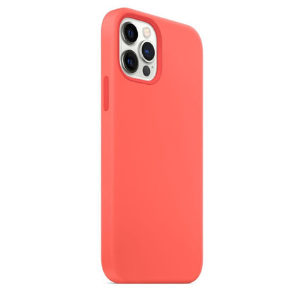 Magnetic Liquid Silicone Full Coverage Shockproof Magsafe Case with Magsafe Charging Magnet For iPhone 12 / 12 Pro(Pink Orange)-garmade.com