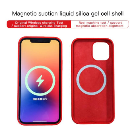 Magnetic Liquid Silicone Full Coverage Shockproof Magsafe Case with Magsafe Charging Magnet For iPhone 12 Pro Max(Red)-garmade.com