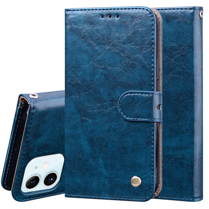 Business Style Oil Wax Texture Horizontal Flip Leather Case with Holder & Card Slots & Wallet For iPhone 12 mini(Blue)-garmade.com