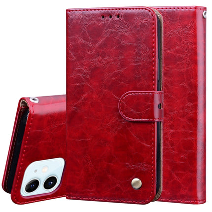 Business Style Oil Wax Texture Horizontal Flip Leather Case with Holder & Card Slots & Wallet For iPhone 12 mini(Red)-garmade.com