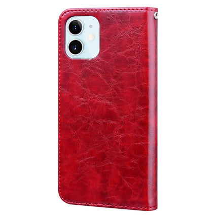 Business Style Oil Wax Texture Horizontal Flip Leather Case with Holder & Card Slots & Wallet For iPhone 12 mini(Red)-garmade.com