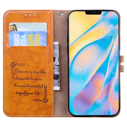 Business Style Oil Wax Texture Horizontal Flip Leather Case with Holder & Card Slots & Wallet For iPhone 12 mini(Yellow)-garmade.com