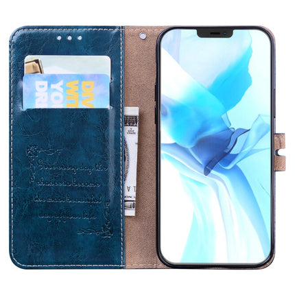 Business Style Oil Wax Texture Horizontal Flip Leather Case with Holder & Card Slots & Wallet For iPhone 12 / 12 Pro(Blue)-garmade.com