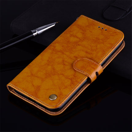 Business Style Oil Wax Texture Horizontal Flip Leather Case with Holder & Card Slots & Wallet For iPhone 12 / 12 Pro(Yellow)-garmade.com