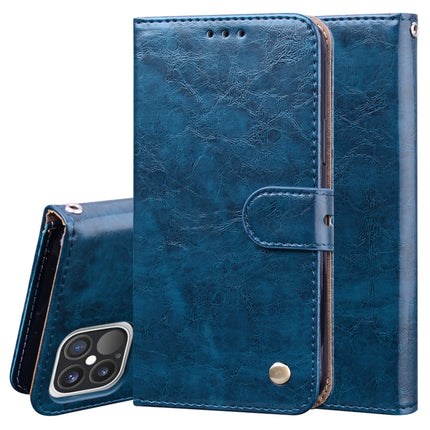 Business Style Oil Wax Texture Horizontal Flip Leather Case with Holder & Card Slots & Wallet For iPhone 12 Pro Max(Blue)-garmade.com
