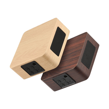 Q1A Bluetooth 4.2 Mini Wooden Double Horns Bluetooth Speaker(Walnut Texture)-garmade.com
