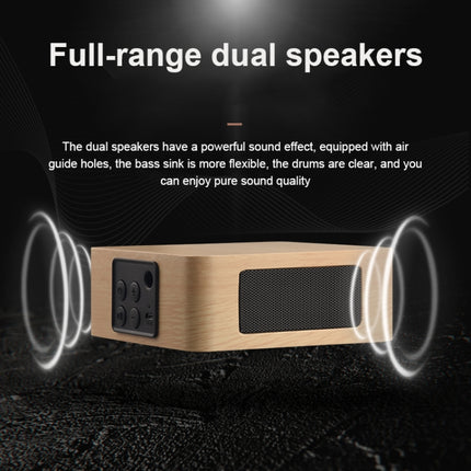 Q1A Bluetooth 4.2 Mini Wooden Double Horns Bluetooth Speaker(Yellow Wood Texture)-garmade.com
