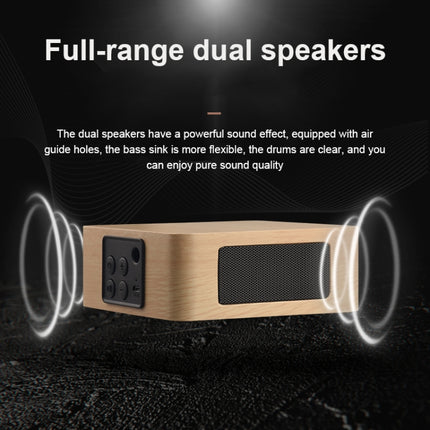 Q1A Bluetooth 4.2 Mini Wooden Double Horns Bluetooth Speaker(Walnut Texture)-garmade.com