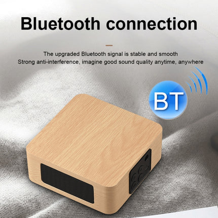 Q1A Bluetooth 4.2 Mini Wooden Double Horns Bluetooth Speaker(Walnut Texture)-garmade.com