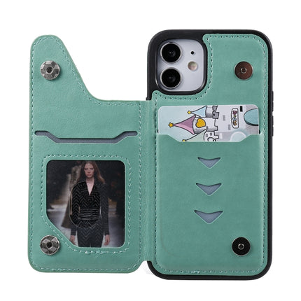 Skull Head Embossing Pattern Shockproof Protective Case with Holder & Card Slots & Wallet For iPhone 12 mini(Green)-garmade.com