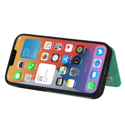 Skull Head Embossing Pattern Shockproof Protective Case with Holder & Card Slots & Wallet For iPhone 12 mini(Green)-garmade.com