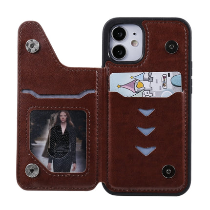 Skull Head Embossing Pattern Shockproof Protective Case with Holder & Card Slots & Wallet For iPhone 12 mini(Brown)-garmade.com