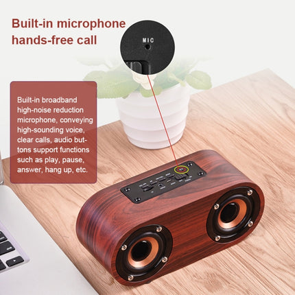 Q8 Bluetooth 4.2 Classic Wooden Double Horns Bluetooth Speaker(Walnut Texture)-garmade.com