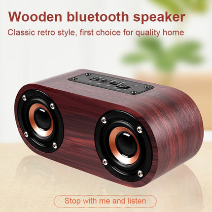 Q8 Bluetooth 4.2 Classic Wooden Double Horns Bluetooth Speaker(Red Wood Texture)-garmade.com