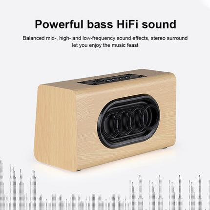 W7 Bluetooth 4.2 Wooden Double Horns Bluetooth Speaker(Red Wood Texture)-garmade.com