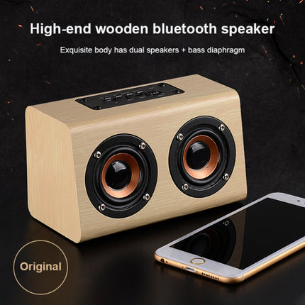 W7 Bluetooth 4.2 Wooden Double Horns Bluetooth Speaker(Light Yellow Wood Texture)-garmade.com