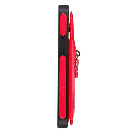 Solid Color Double Buckle Zipper Shockproof Protective Case For iPhone 12 mini(Red)-garmade.com