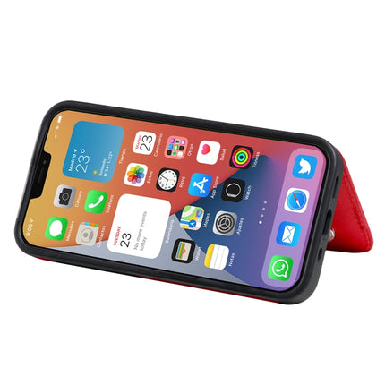Solid Color Double Buckle Zipper Shockproof Protective Case For iPhone 12 mini(Red)-garmade.com
