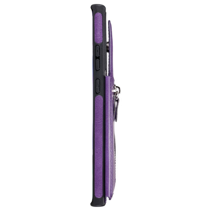Solid Color Double Buckle Zipper Shockproof Protective Case For Samsung Galaxy Note20 Ultra(Purple)-garmade.com