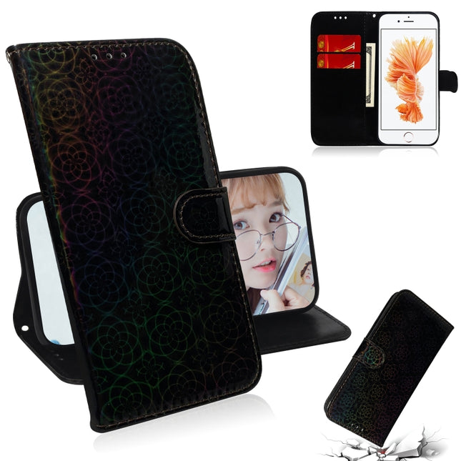 For iPhone 6 Plus & 6s Plus Solid Color Colorful Magnetic Buckle Horizontal Flip PU Leather Case with Holder & Card Slots & Wallet & Lanyard(Black)-garmade.com