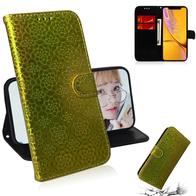 For iPhone XR Solid Color Colorful Magnetic Buckle Horizontal Flip PU Leather Case with Holder & Card Slots & Wallet & Lanyard(Gold)-garmade.com