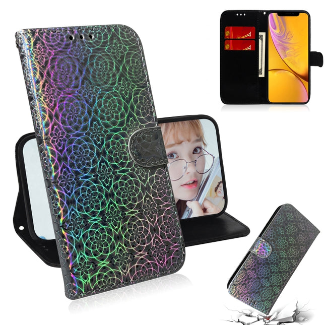 For iPhone XR Solid Color Colorful Magnetic Buckle Horizontal Flip PU Leather Case with Holder & Card Slots & Wallet & Lanyard(Silver)-garmade.com