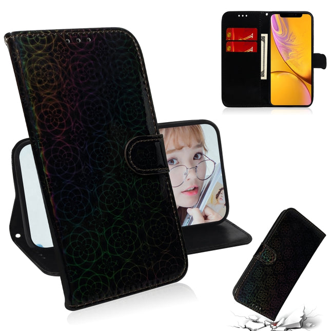 For iPhone XR Solid Color Colorful Magnetic Buckle Horizontal Flip PU Leather Case with Holder & Card Slots & Wallet & Lanyard(Black)-garmade.com