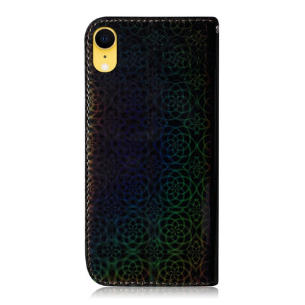 For iPhone XR Solid Color Colorful Magnetic Buckle Horizontal Flip PU Leather Case with Holder & Card Slots & Wallet & Lanyard(Black)-garmade.com