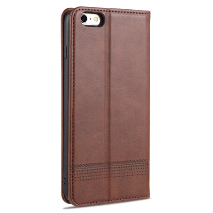AZNS Magnetic Calf Texture Horizontal Flip Leather Case with Card Slots & Holder & Wallet For iPhone 6(Dark Brown)-garmade.com