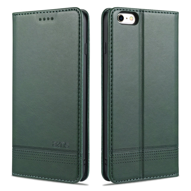 AZNS Magnetic Calf Texture Horizontal Flip Leather Case with Card Slots & Holder & Wallet For iPhone 6(Dark Green)-garmade.com