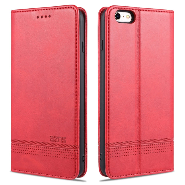 AZNS Magnetic Calf Texture Horizontal Flip Leather Case with Card Slots & Holder & Wallet For iPhone 6(Red)-garmade.com