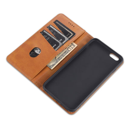 AZNS Magnetic Calf Texture Horizontal Flip Leather Case with Card Slots & Holder & Wallet For iPhone 6 Plus(Dark Brown)-garmade.com