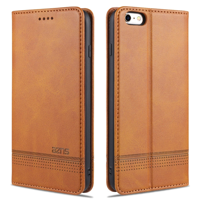 AZNS Magnetic Calf Texture Horizontal Flip Leather Case with Card Slots & Holder & Wallet For iPhone 6 Plus(Light Brown)-garmade.com