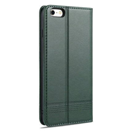 AZNS Magnetic Calf Texture Horizontal Flip Leather Case with Card Slots & Holder & Wallet For iPhone 6 Plus(Dark Green)-garmade.com