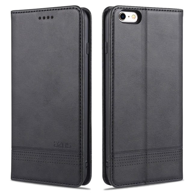 AZNS Magnetic Calf Texture Horizontal Flip Leather Case with Card Slots & Holder & Wallet For iPhone 6 Plus(Black)-garmade.com