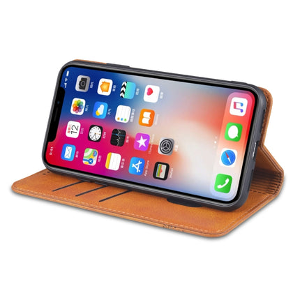 AZNS Magnetic Calf Texture Horizontal Flip Leather Case with Card Slots & Holder & Wallet For iPhone XR(Dark Brown)-garmade.com