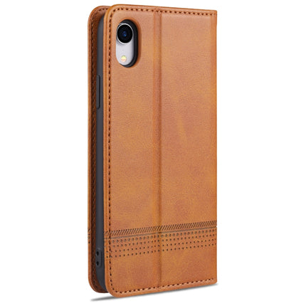 AZNS Magnetic Calf Texture Horizontal Flip Leather Case with Card Slots & Holder & Wallet For iPhone XR(Light Brown)-garmade.com